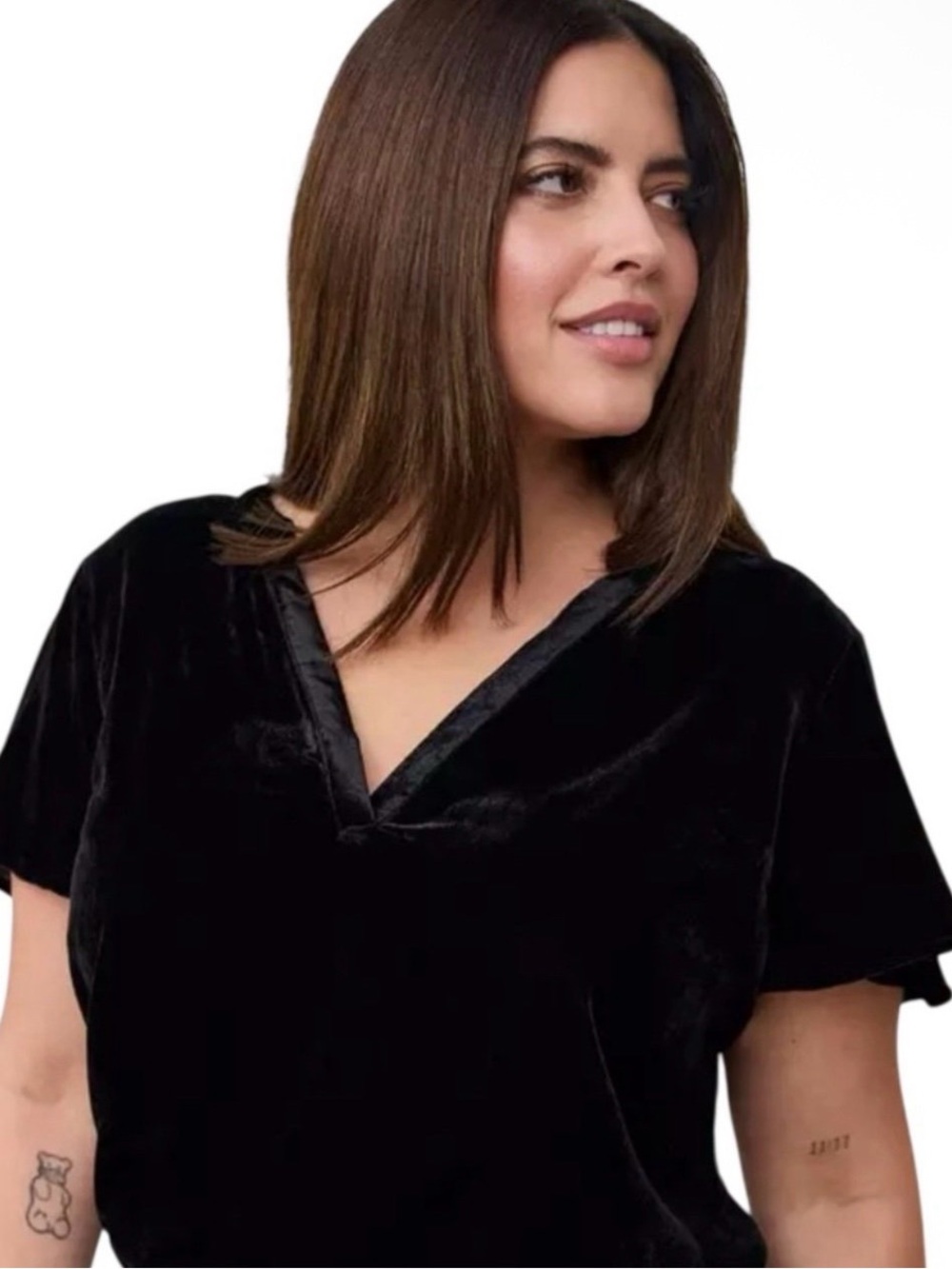 Torrid Black Velvet Flutter Sleeve Split Neck Blouse Top Plus Size 3 22/24